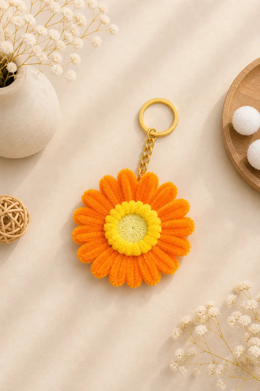 Sunburst Daisy Chenille Keychain