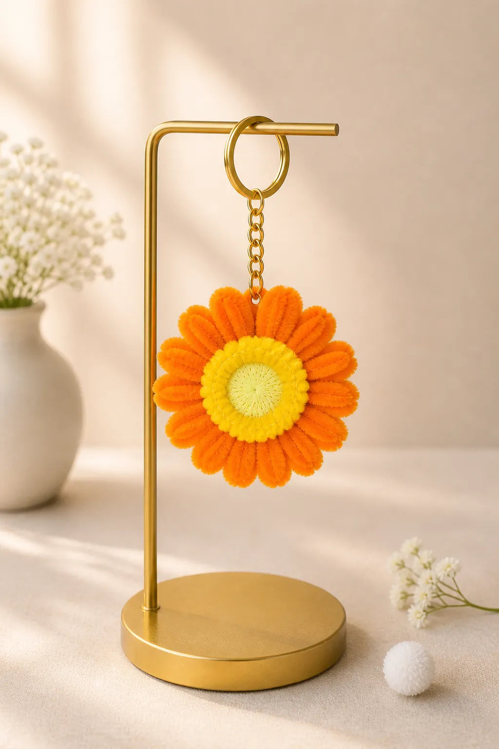 Sunburst Daisy Chenille Keychain