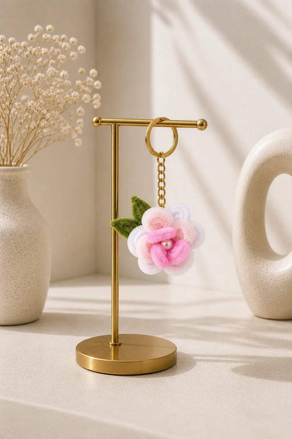 Blush Petal Charm Keyring