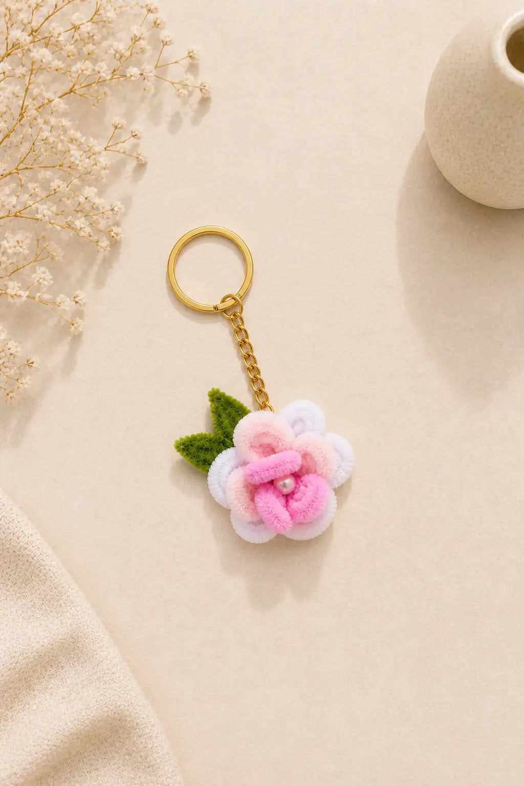 Blush Petal Charm Keyring