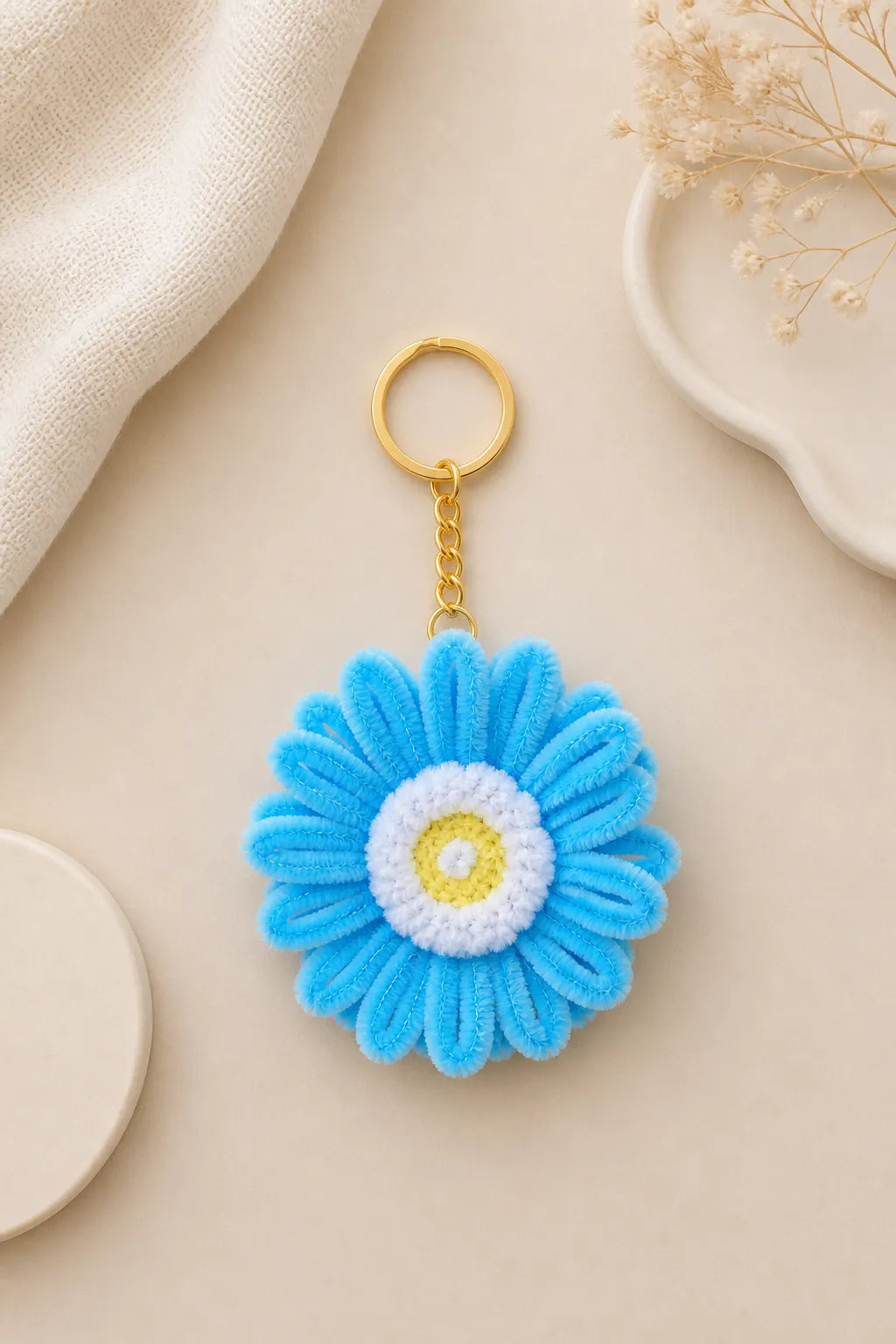 Blue Daisy Keychain