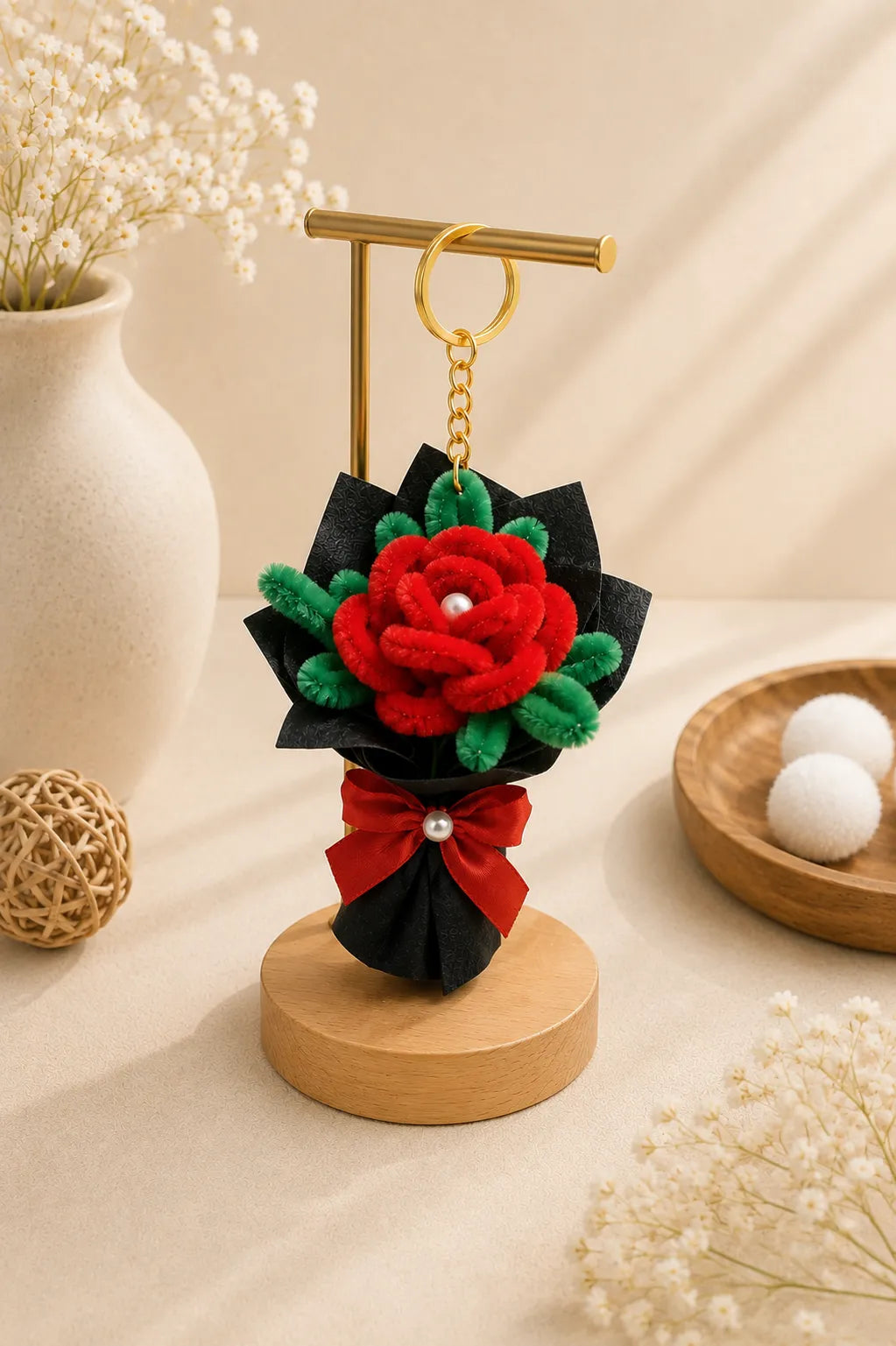 YouLove Mini Rose Bouquet Keychain – Handmade Love Charm
