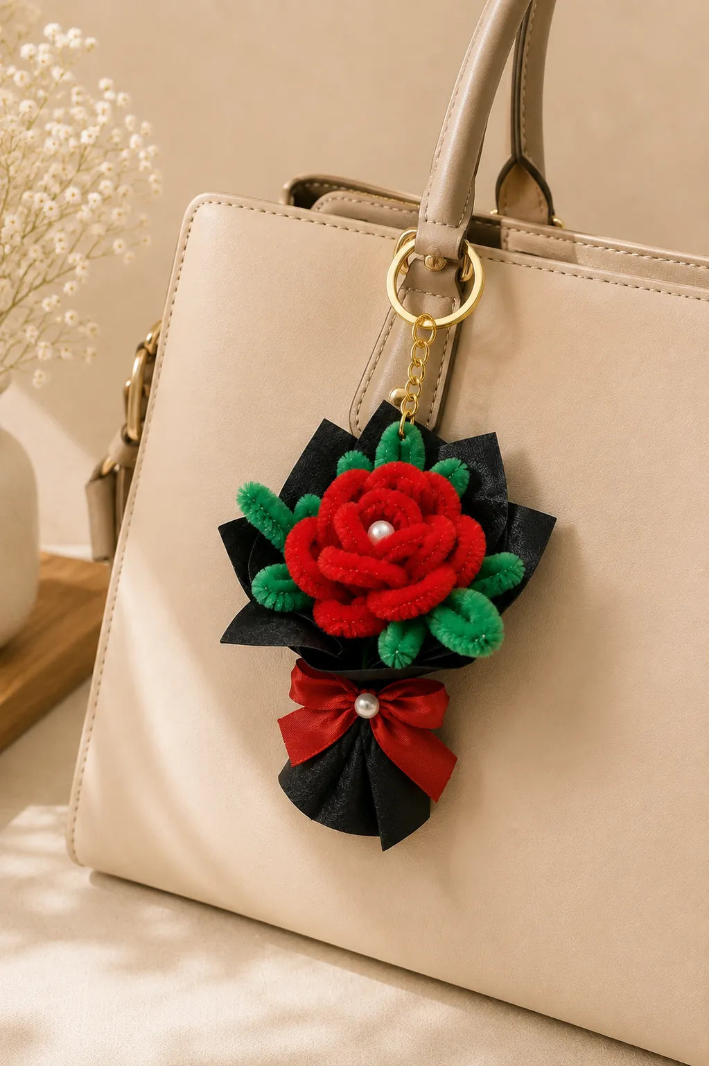 YouLove Mini Rose Bouquet Keychain – Handmade Love Charm