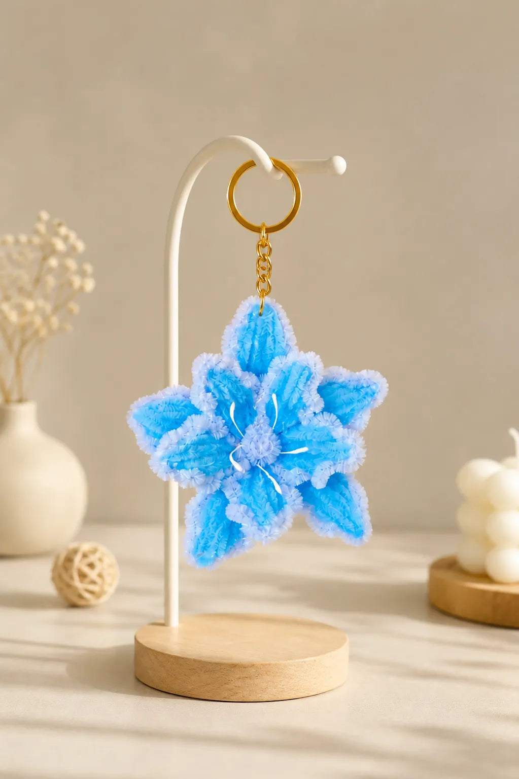 Frost Bloom Star Flower Keychain