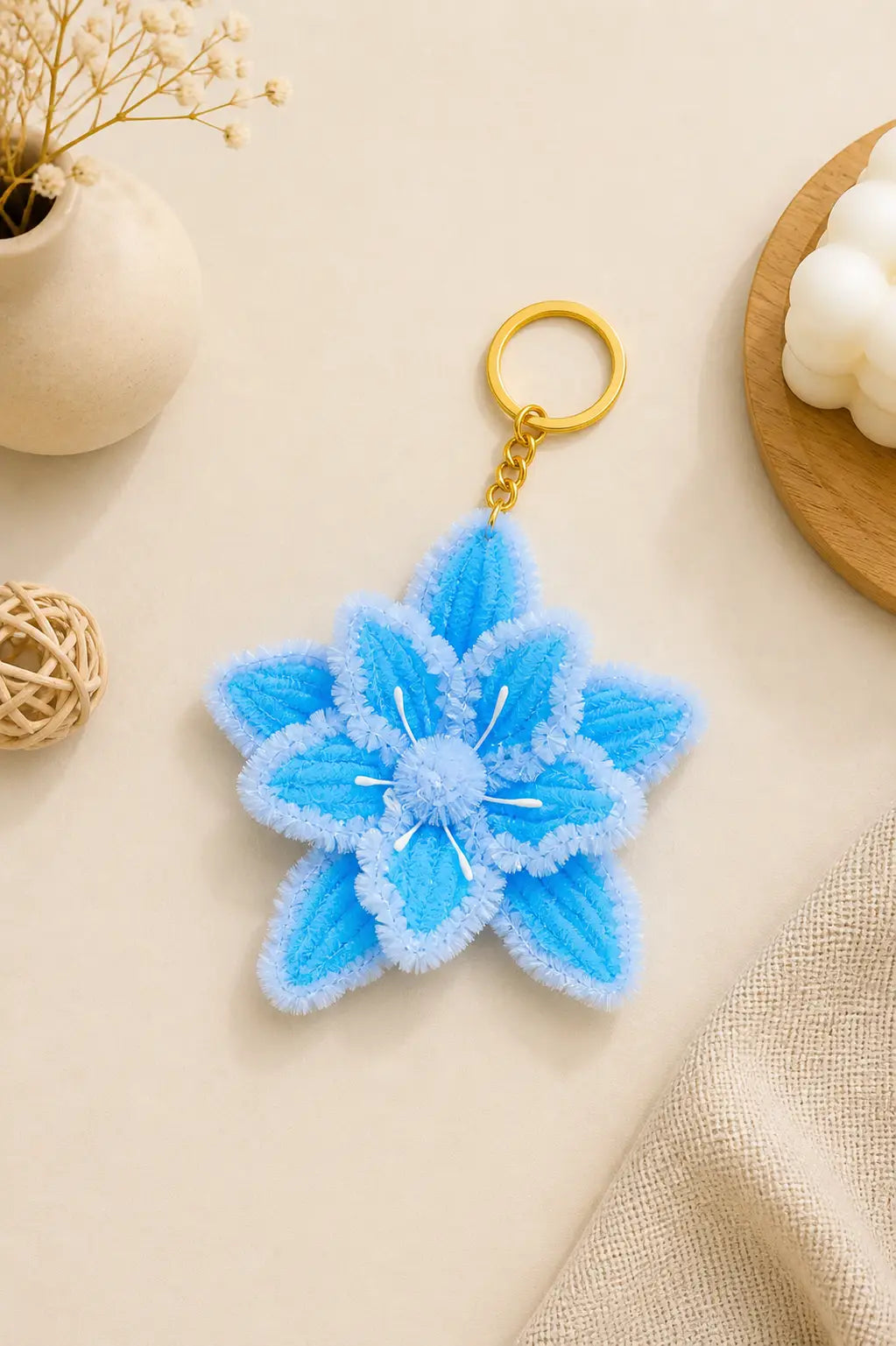 Frost Bloom Star Flower Keychain
