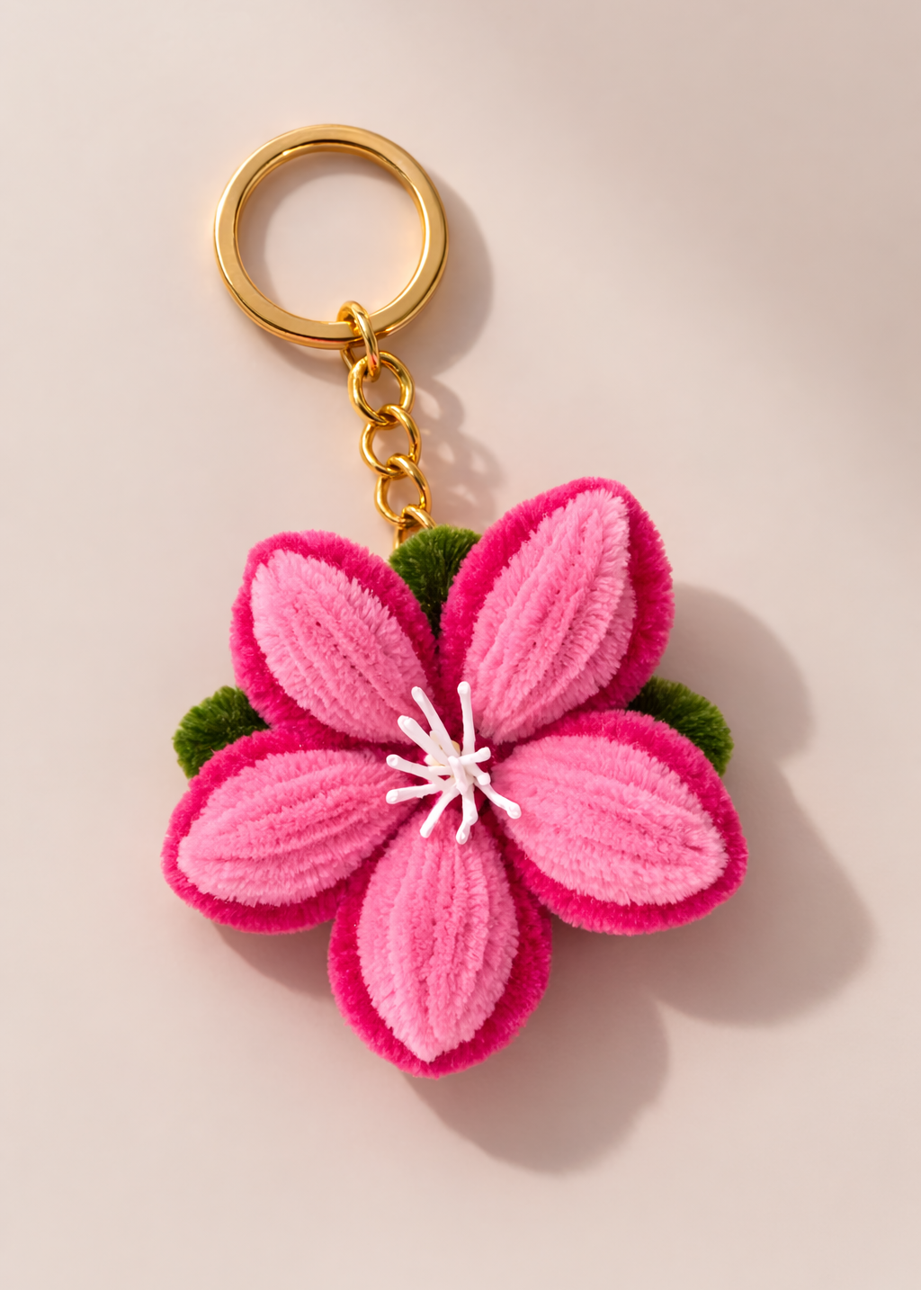 Blossom Charm Pipe Cleaner Flower Keychain – Cute Handmade Aesthetic Pink Floral Keyring
