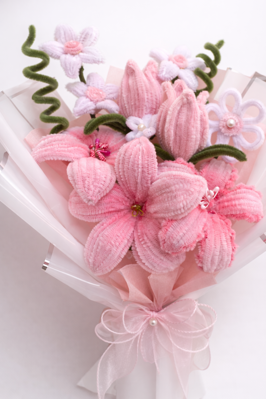 Pink Velvet Bloom Pipe Cleaner Bouquet