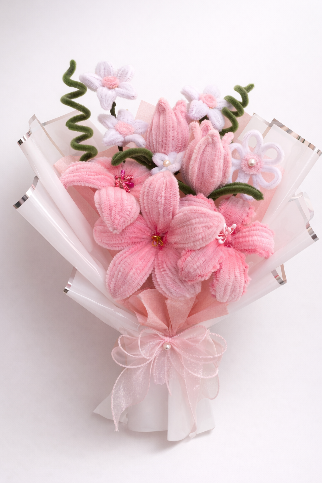 Pink Velvet Bloom Pipe Cleaner Bouquet