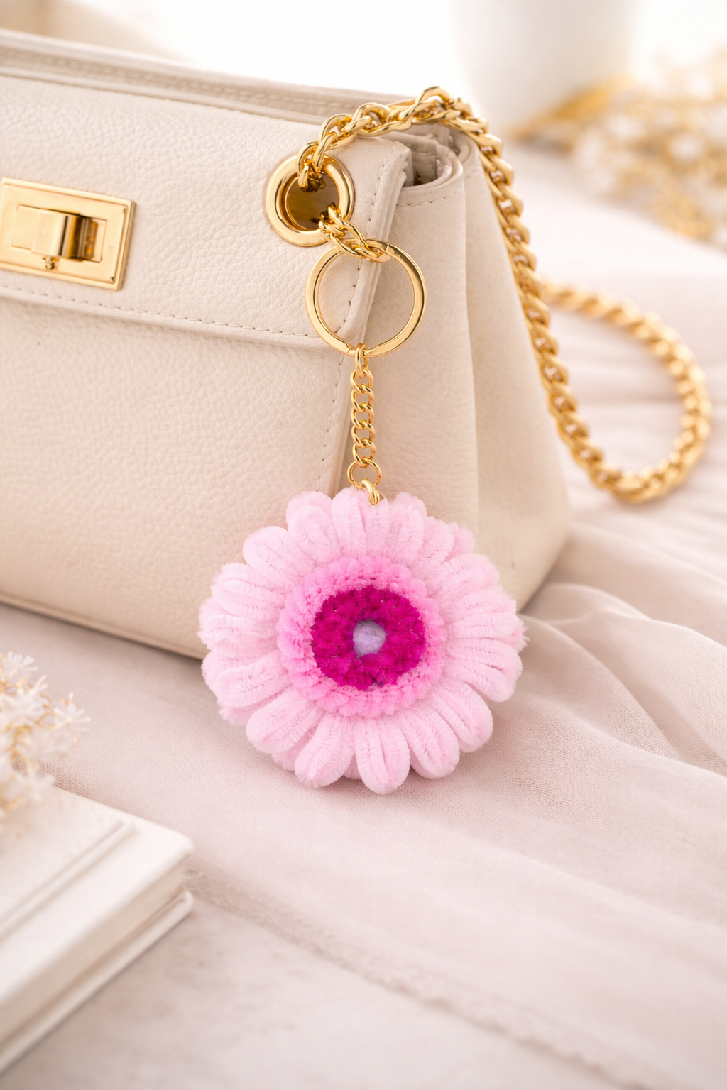 Blush Bloom Chenille Keychain