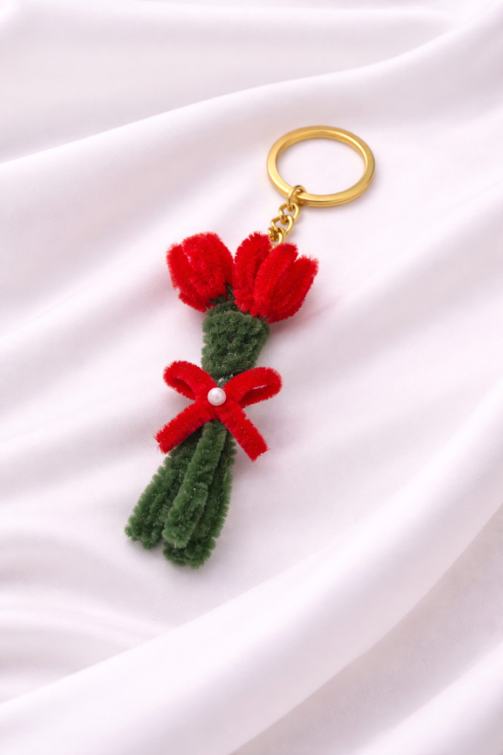 Ruby Tulip Mini Bouquet Keychain