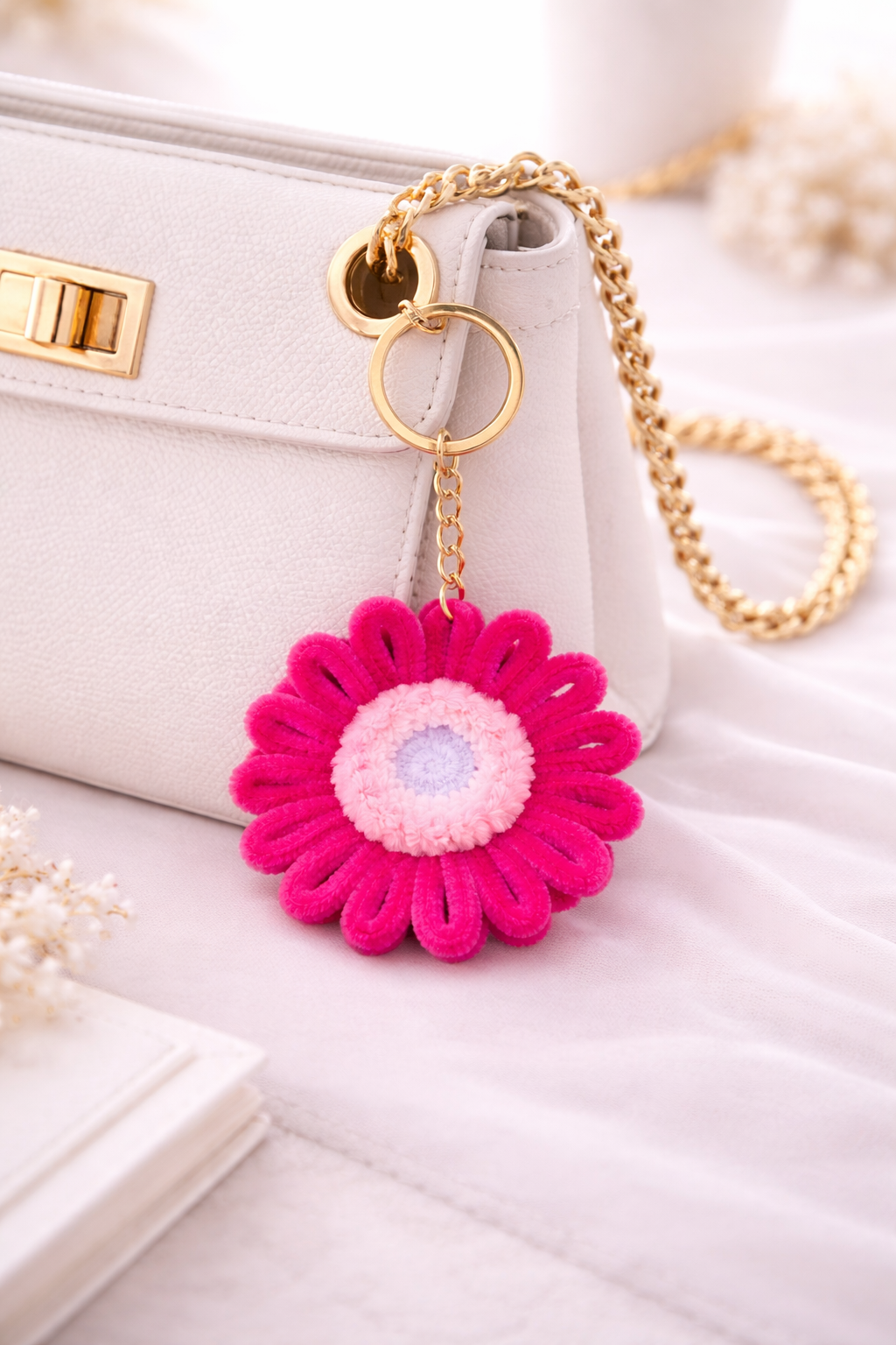 Fuchsia Frost Chenille Keychain