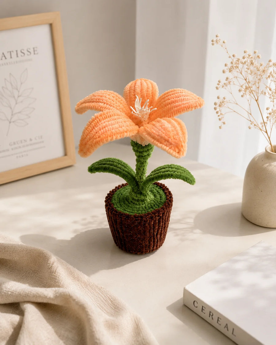 Pipe Cleaner Potted Flowers – Handmade Mini Chenille Plant for Desk & Home Décor