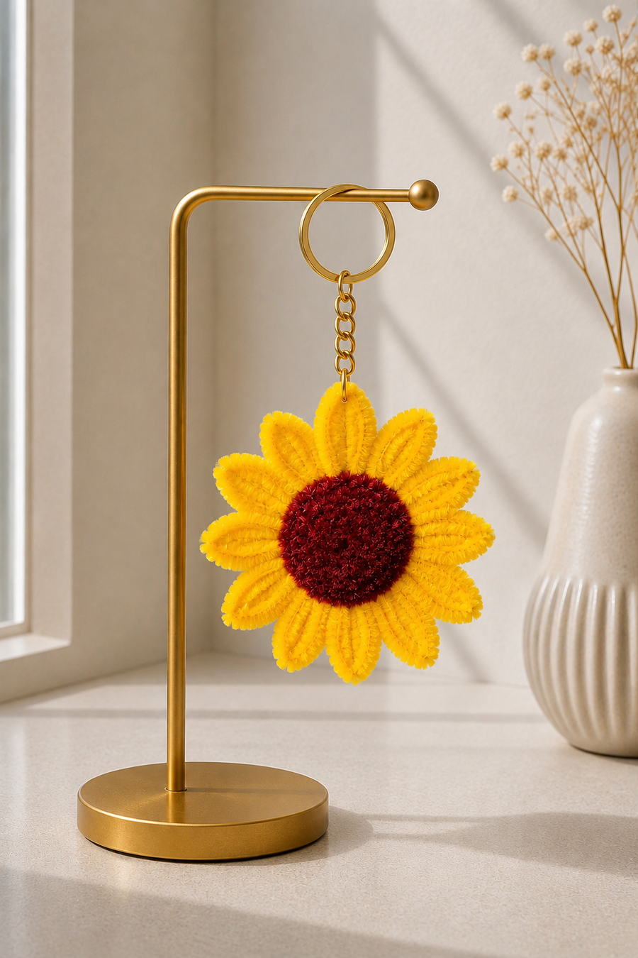 Sunflower Dual-Face Mirror Keychain – Flower Front, Mirror Back